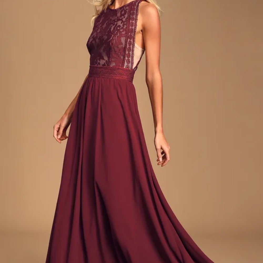 Forever and Always Burgundy Lace Maxi Dress